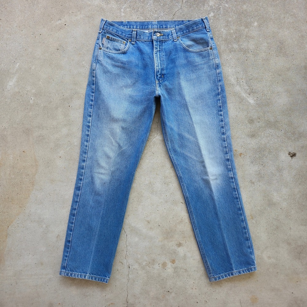 Carhartt Jeans Mens 38x30 Blue B18 Faded Light Wash Workwear Traditional Fit